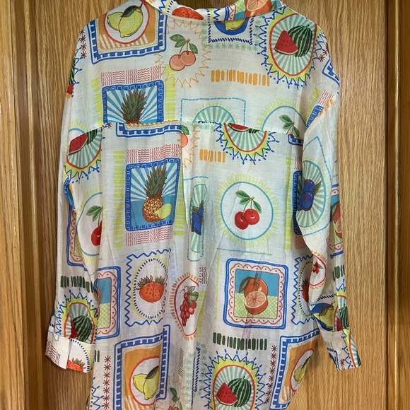 Tropical Fruit Women's Button-Up - Size L - Picture 3 of 4